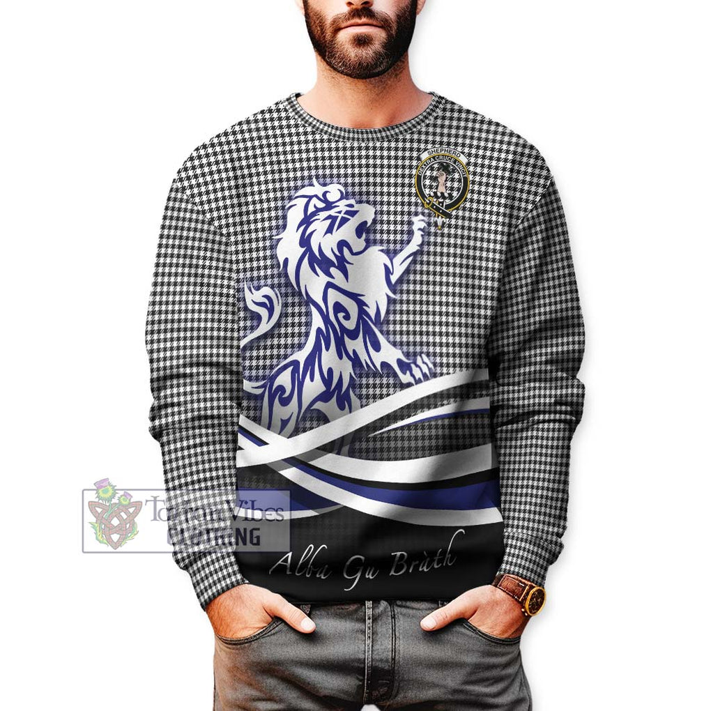 Shepherd Tartan Sweatshirt with Alba Gu Brath Regal Lion Emblem Unisex - Tartanvibesclothing Shop