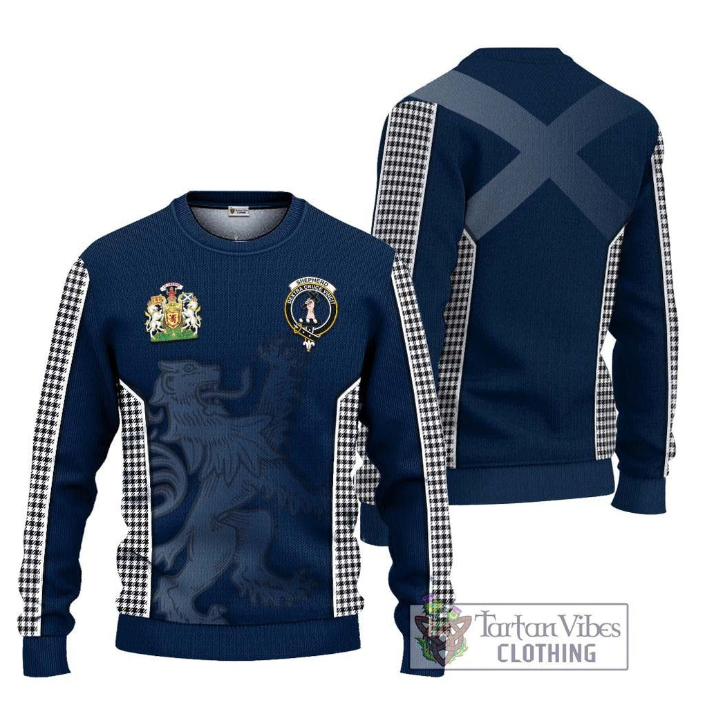 Shepherd Tartan Knitted Sweater with Family Crest and Lion Rampant Vibes Sport Style Unisex - Tartan Vibes Clothing