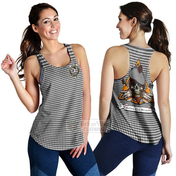 Tartan Vibes Clothing Shepherd Tartan Women's Racerback Tanks with Family Crest and Bearded Skull Holding Bottles of Whiskey