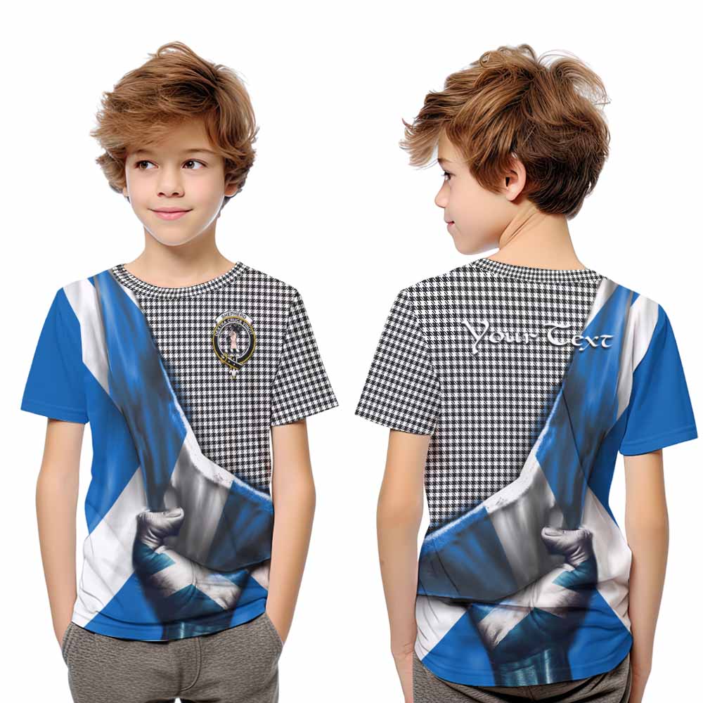 Tartan Vibes Clothing Shepherd Tartan Kid T-Shirt with Family Crest Scotland Patriotic Style