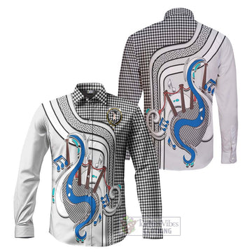 Shepherd Tartan Long Sleeve Button Shirt with Epic Bagpipe Style