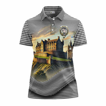 Tartan Vibes Clothing Shepherd Tartan Family Crest Women's Polo Shirt with Scottish Ancient Castle Stype
