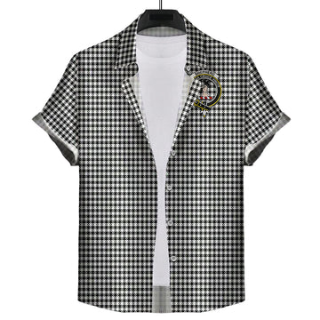 Shepherd Tartan Short Sleeve Button Down Shirt with Family Crest