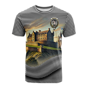 Tartan Vibes Clothing Shepherd Tartan Family Crest Cotton T-shirt with Scottish Ancient Castle Style