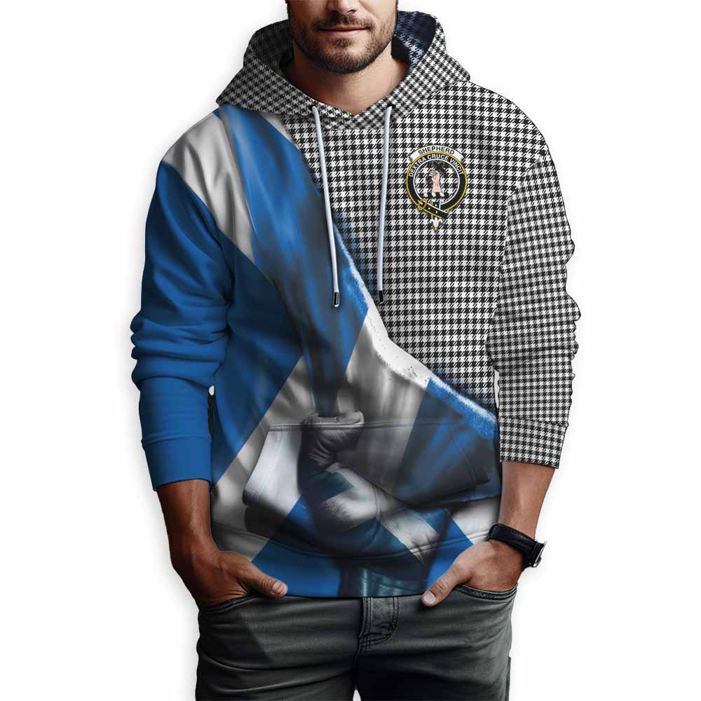Tartan Vibes Clothing Shepherd Tartan Hoodie with Family Crest Scotland Patriotic Style