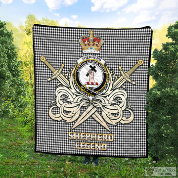 Shepherd Tartan Quilt with Clan Crest and the Golden Sword of Courageous Legacy