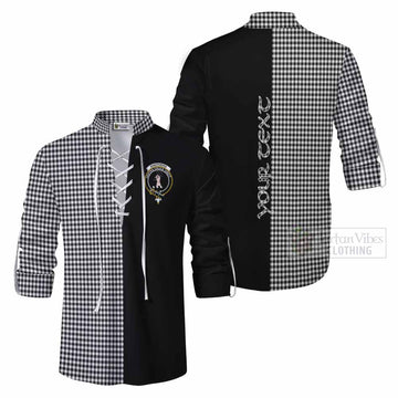 Tartan Vibes Clothing Shepherd Tartan Ghillie Kilt Shirt with Family Crest and Half Of Me Style