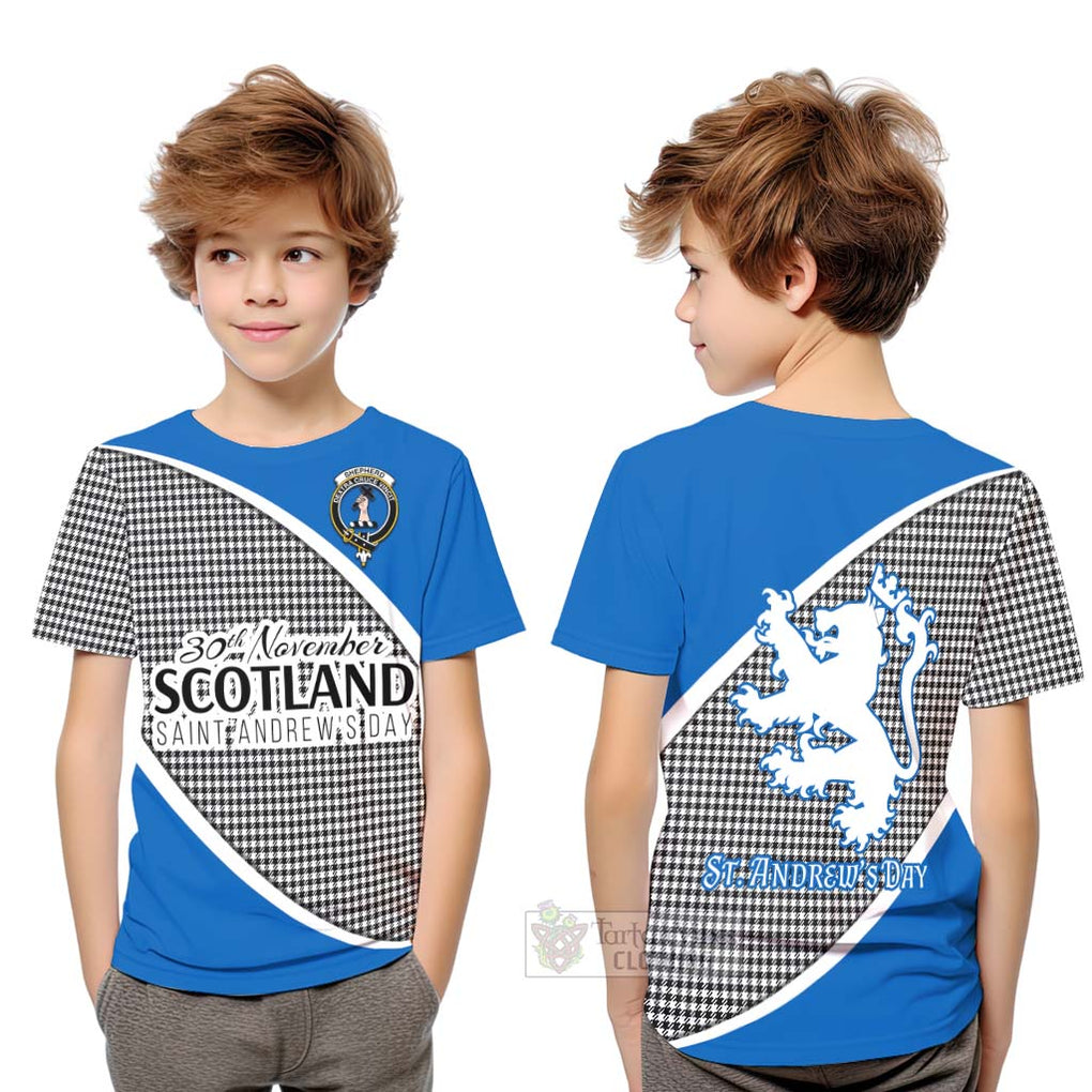 Tartan Vibes Clothing Shepherd Family Crest Tartan Kid T-Shirt Celebrate Saint Andrew's Day in Style