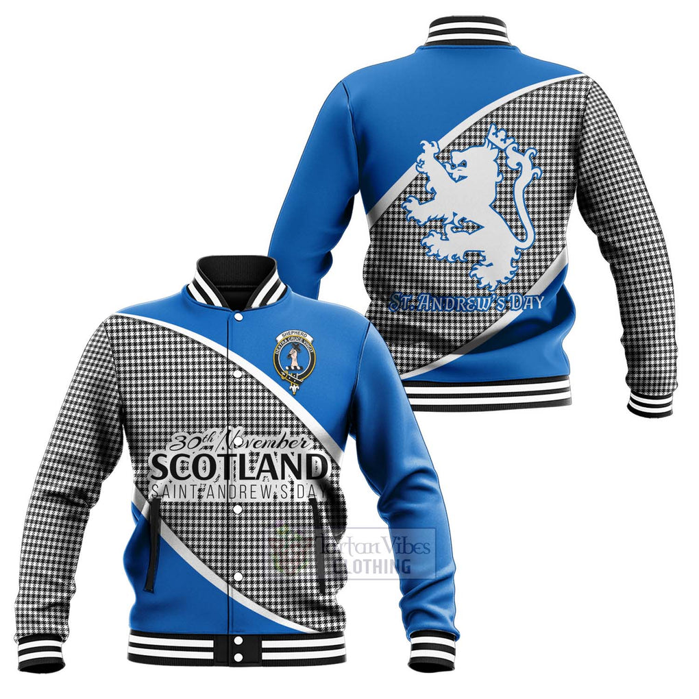 Tartan Vibes Clothing Shepherd Family Crest Tartan Baseball Jacket Celebrate Saint Andrew's Day in Style