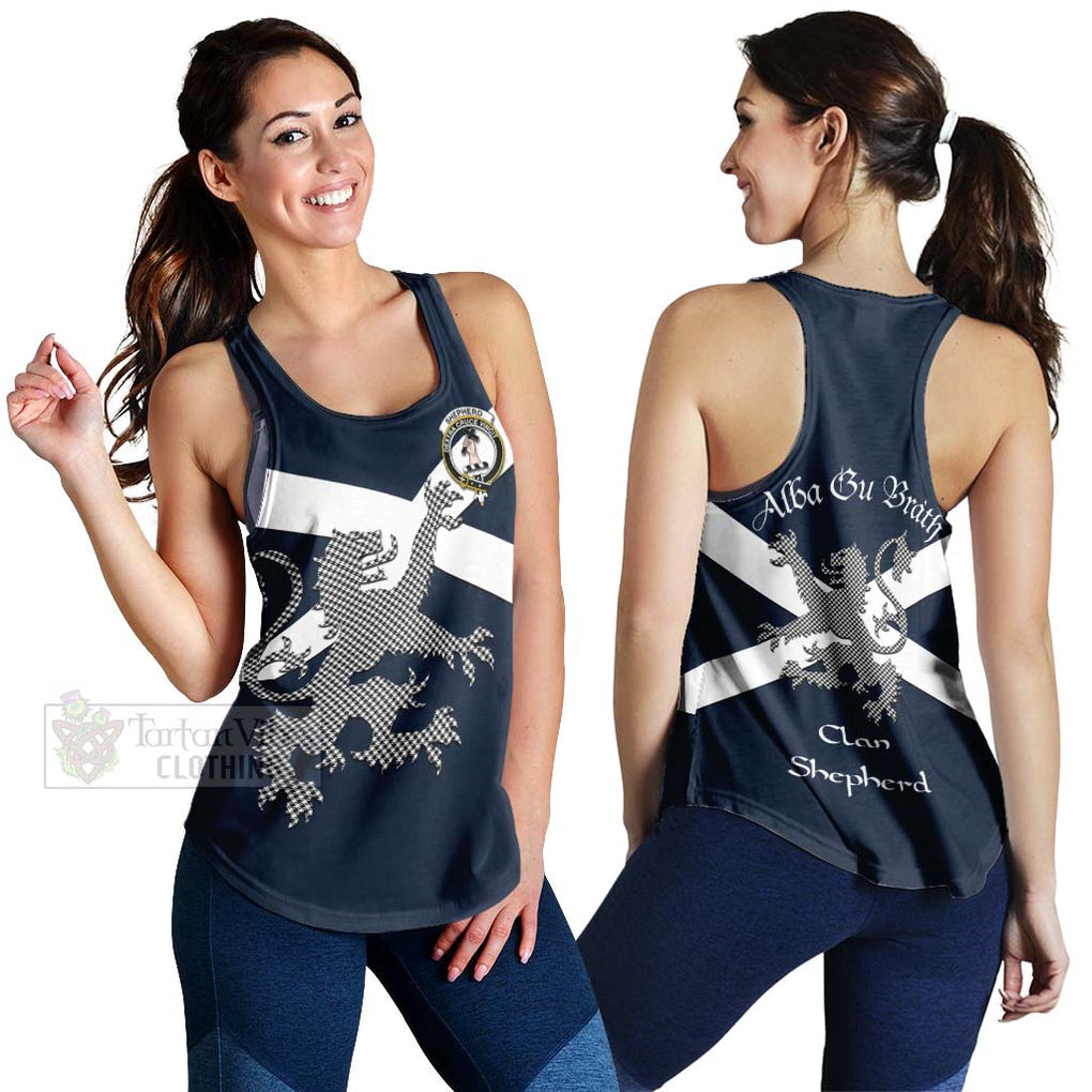 Tartan Vibes Clothing Shepherd Tartan Lion Rampant Women's Racerback Tanks – Proudly Display Your Heritage with Alba Gu Brath and Clan Name