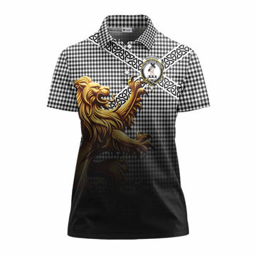 Tartan Vibes Clothing Shepherd Crest Tartan Women's Polo Shirt with Golden Lion Emblem Celtic Style