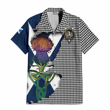 Tartan Vibes Clothing Shepherd Tartan Family Crest Short Sleeve Button Shirt Scottish Thistle Celtic Inspired