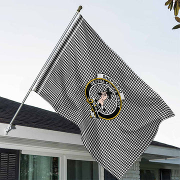 Tartan Vibes Clothing Shepherd Tartan House Flag with Family Crest