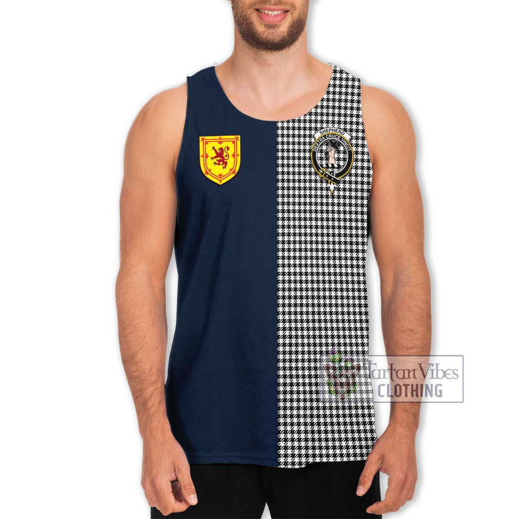 Tartan Vibes Clothing Shepherd Tartan Men's Tank Top with Scottish Lion Royal Arm Half Style