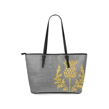Shepherd Tartan Leather Tote Bag Gold Thistle Style