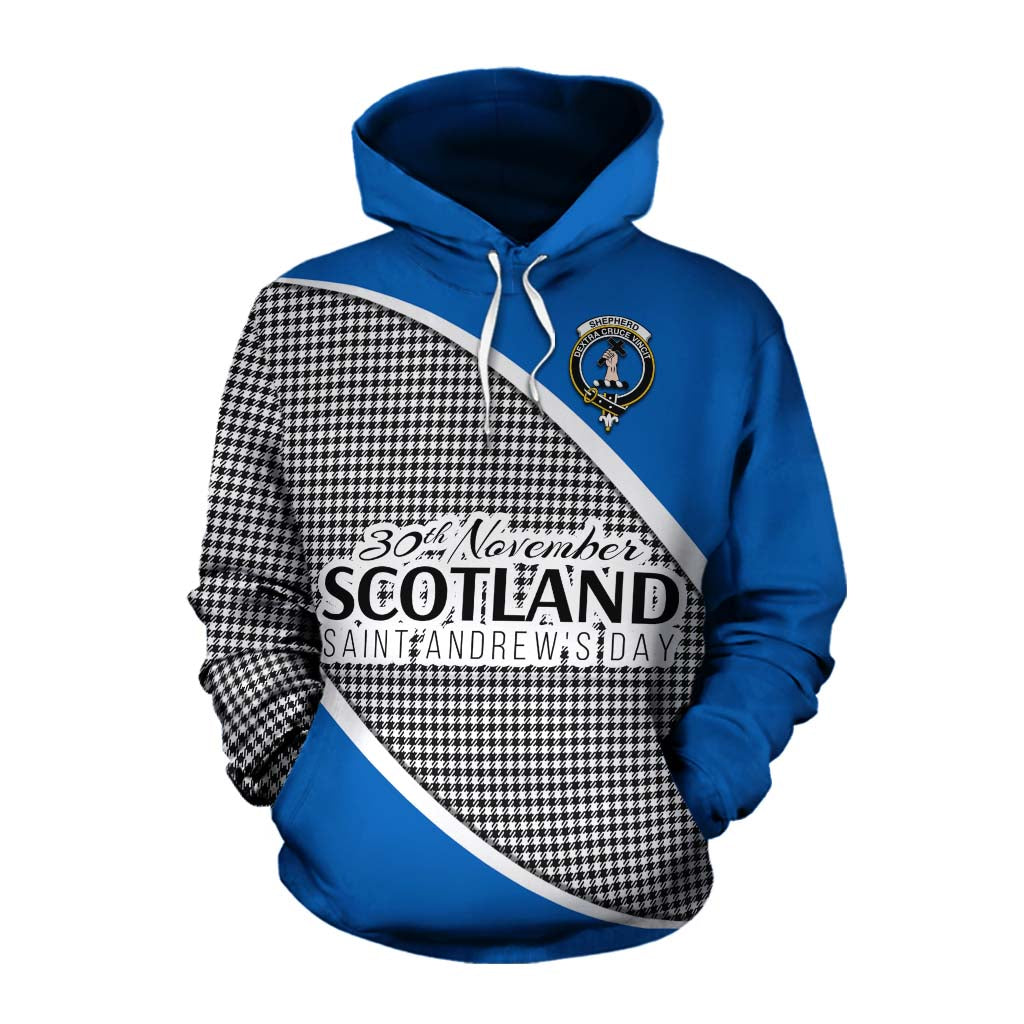Tartan Vibes Clothing Shepherd Family Crest Tartan Cotton Hoodie Celebrate Saint Andrew's Day in Style