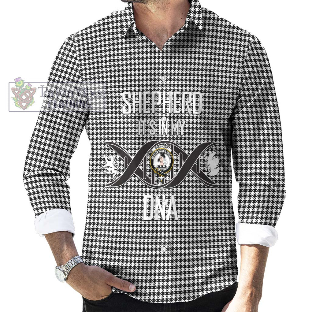 Shepherd Tartan Long Sleeve Button Shirt with Family Crest DNA In Me Style Men's Shirt S - Tartanvibesclothing Shop