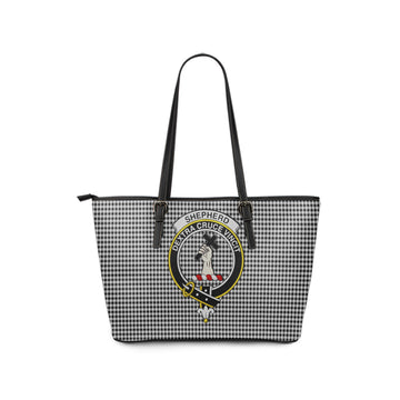 Shepherd Tartan Leather Tote Bag with Family Crest