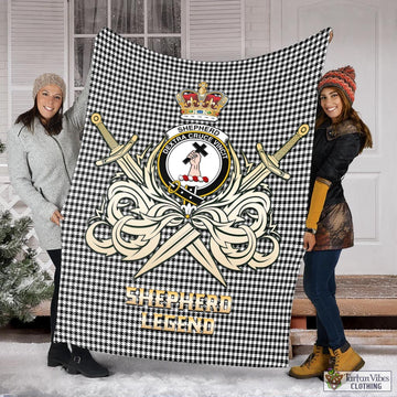 Tartan Vibes Clothing Shepherd Tartan Blanket with Clan Crest and the Golden Sword of Courageous Legacy