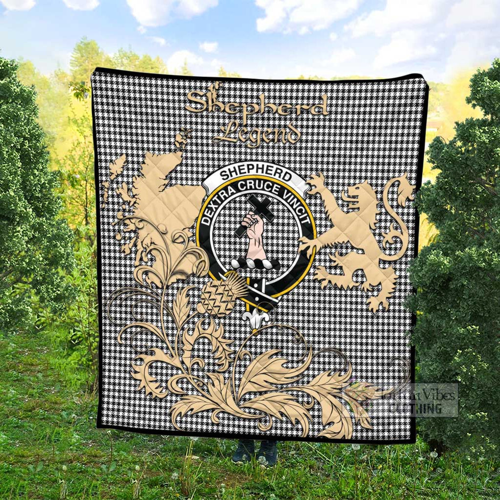 Shepherd Tartan Quilt with Family Crest and Scottish Symbol Style Super King Quilt 91" x 110" - Tartan Vibes Clothing