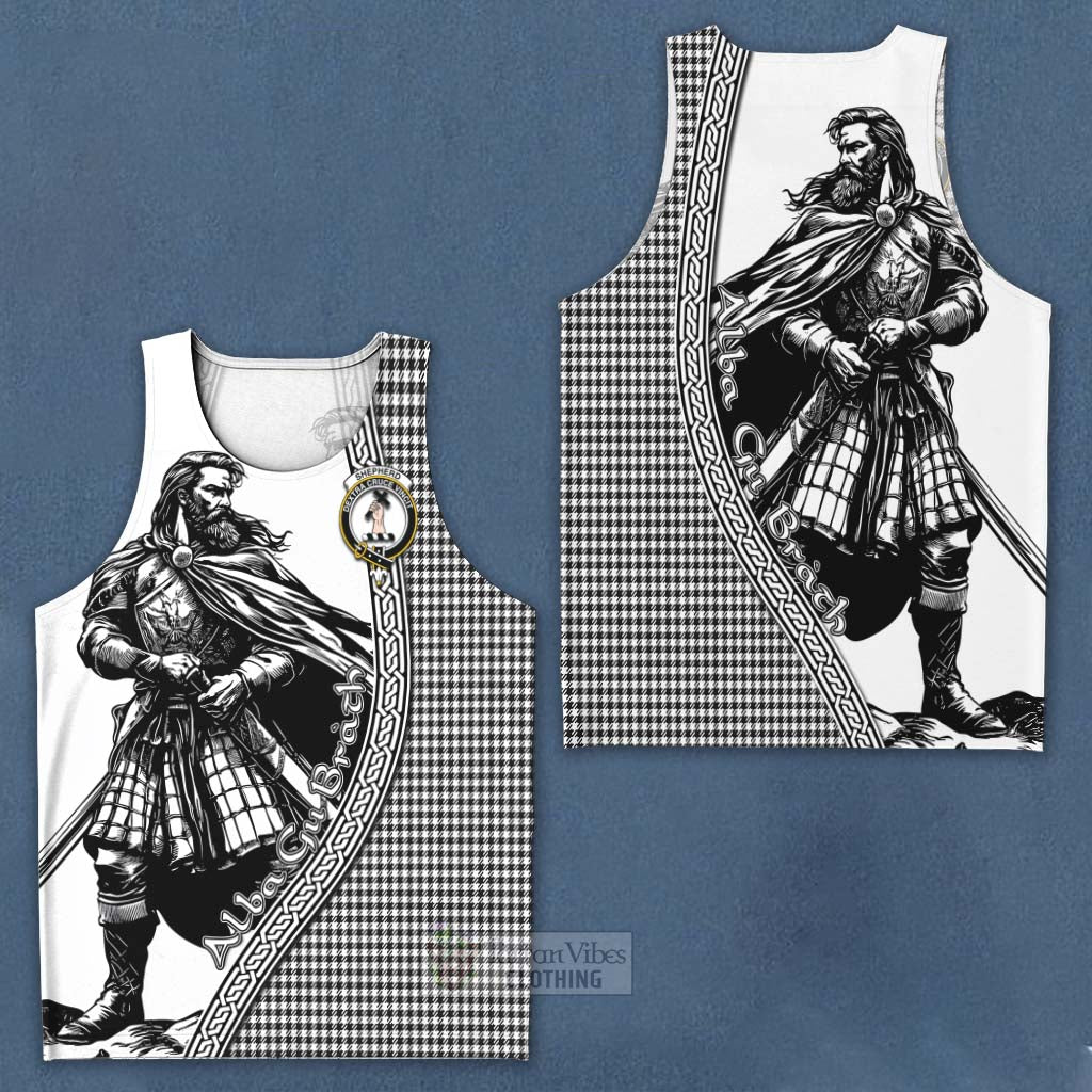 Tartan Vibes Clothing Shepherd Tartan Clan Crest Men's Tank Top with Highlander Warrior Celtic Style