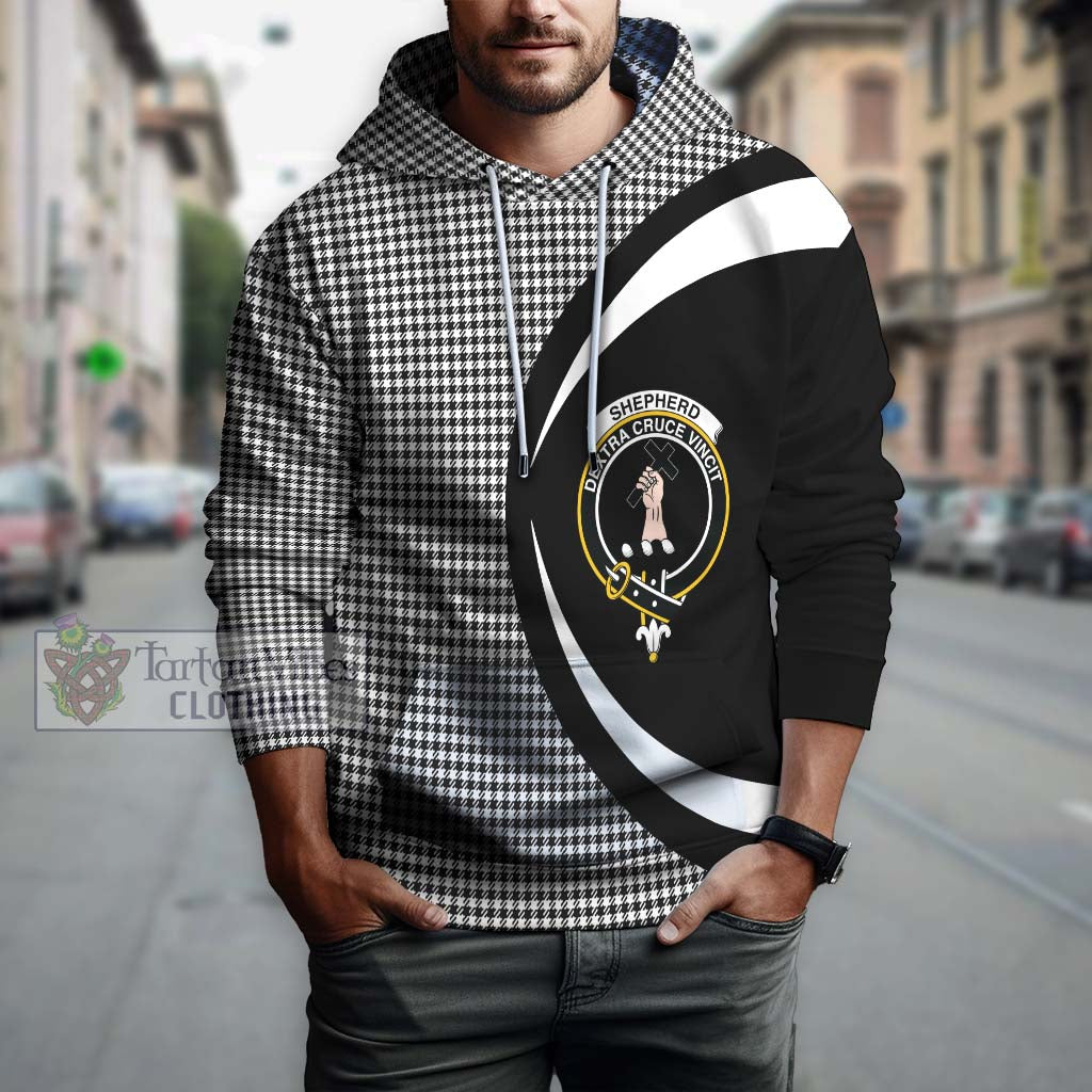 Shepherd Tartan Hoodie with Family Crest Circle Style Zip Hoodie - Tartan Vibes Clothing