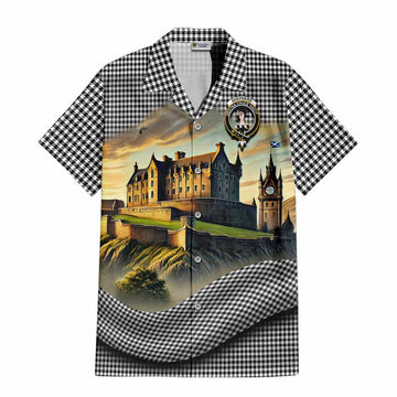 Tartan Vibes Clothing Shepherd Tartan Family Crest Short Sleeve Button Shirt with Scottish Ancient Castle Style