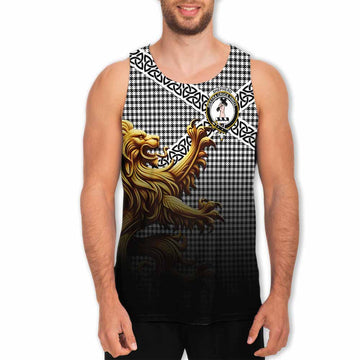 Tartan Vibes Clothing Shepherd Crest Tartan Men's Tank Top with Golden Lion Emblem Celtic Style