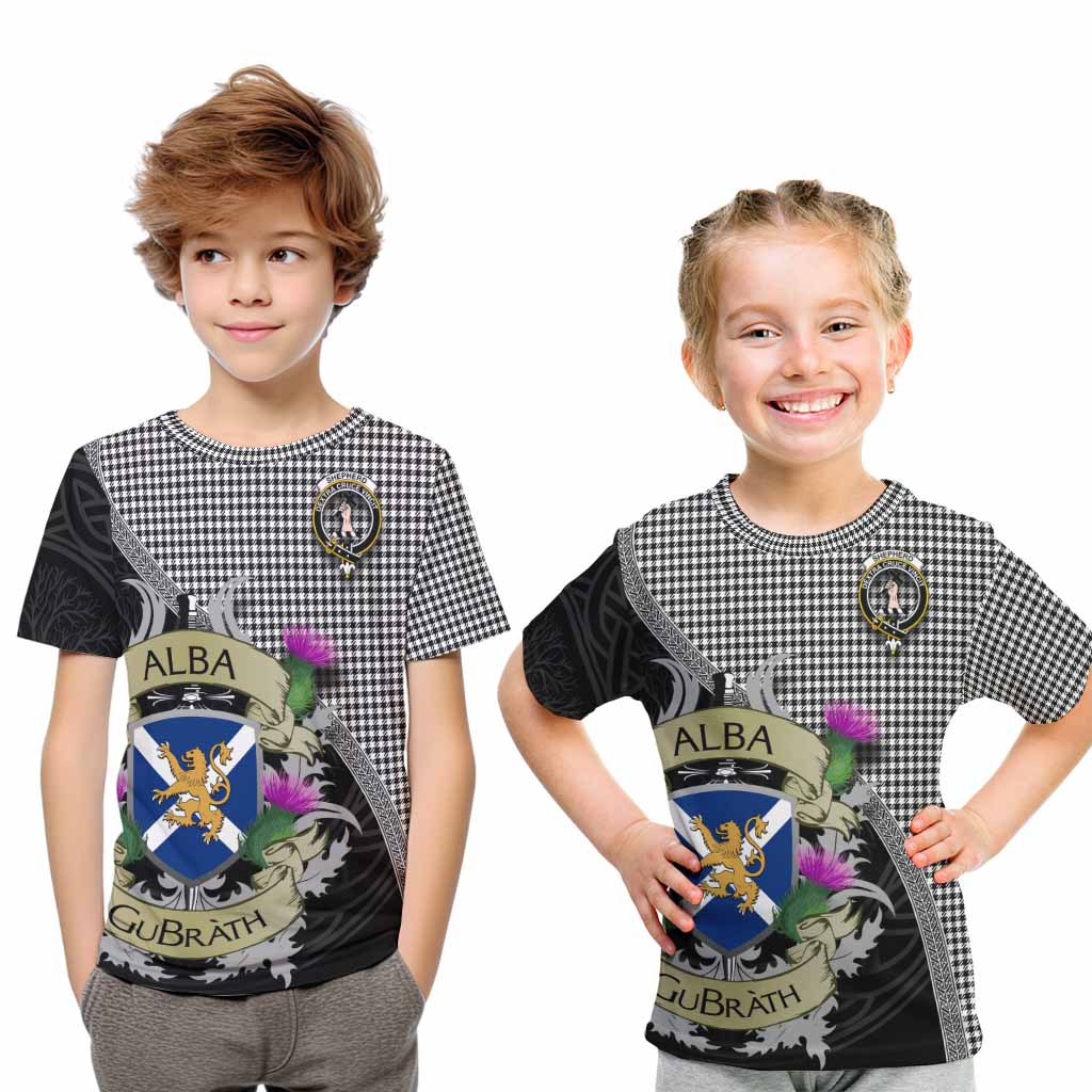 Tartan Vibes Clothing Shepherd Tartan Family Crest Kid T-Shirt Lion Rampant Royal Thistle Shield Celtic Inspired