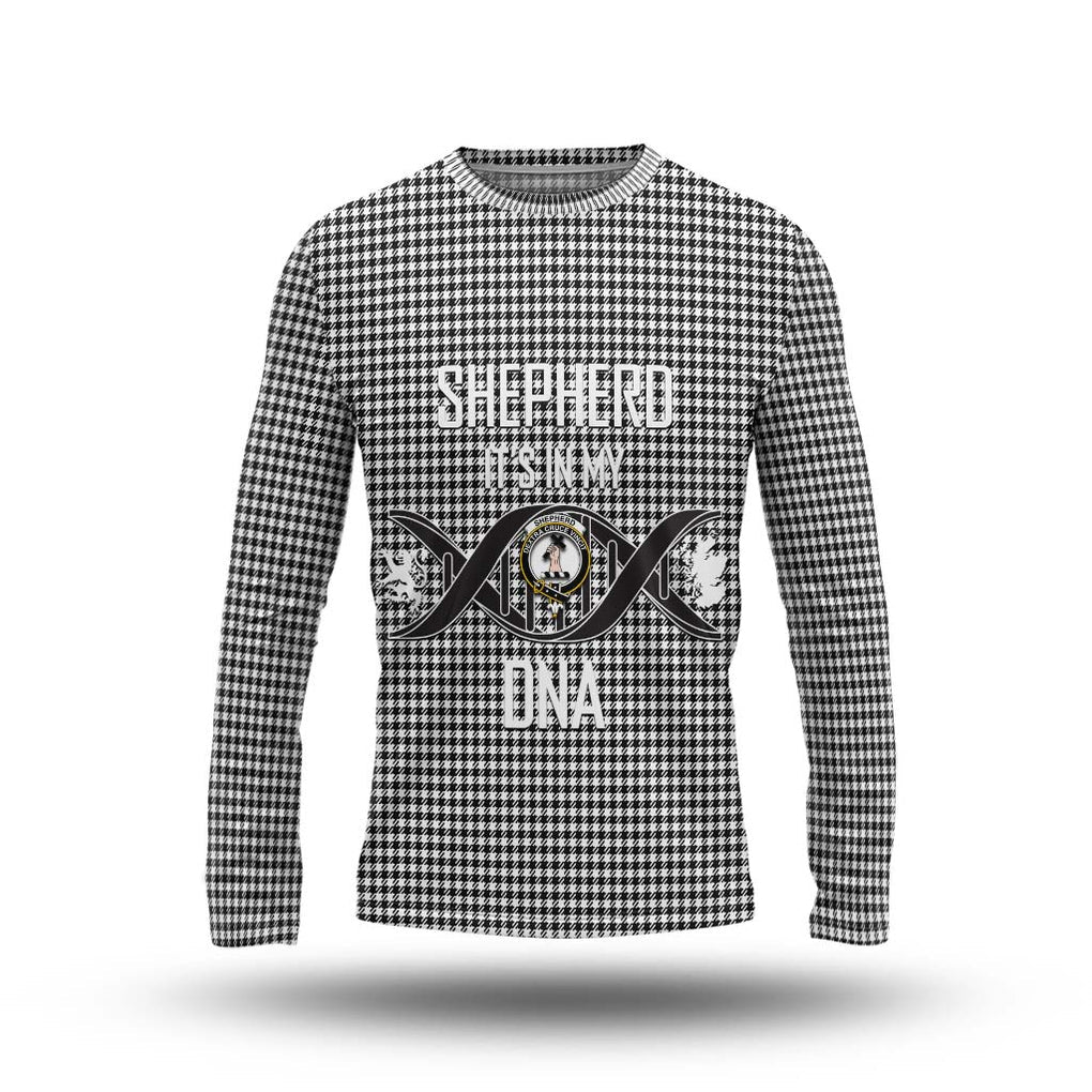 Shepherd Tartan Long Sleeve T-Shirt with Family Crest DNA In Me Style Unisex - Tartanvibesclothing Shop