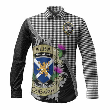 Shepherd Tartan Family Crest Long Sleeve Button Shirt Lion Rampant Royal Thistle Shield Celtic Inspired