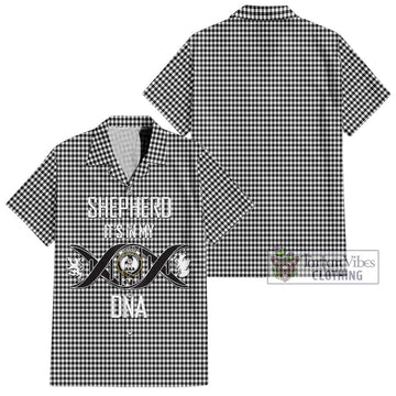 Shepherd Tartan Short Sleeve Button Shirt with Family Crest DNA In Me Style Kid - Tartanvibesclothing Shop