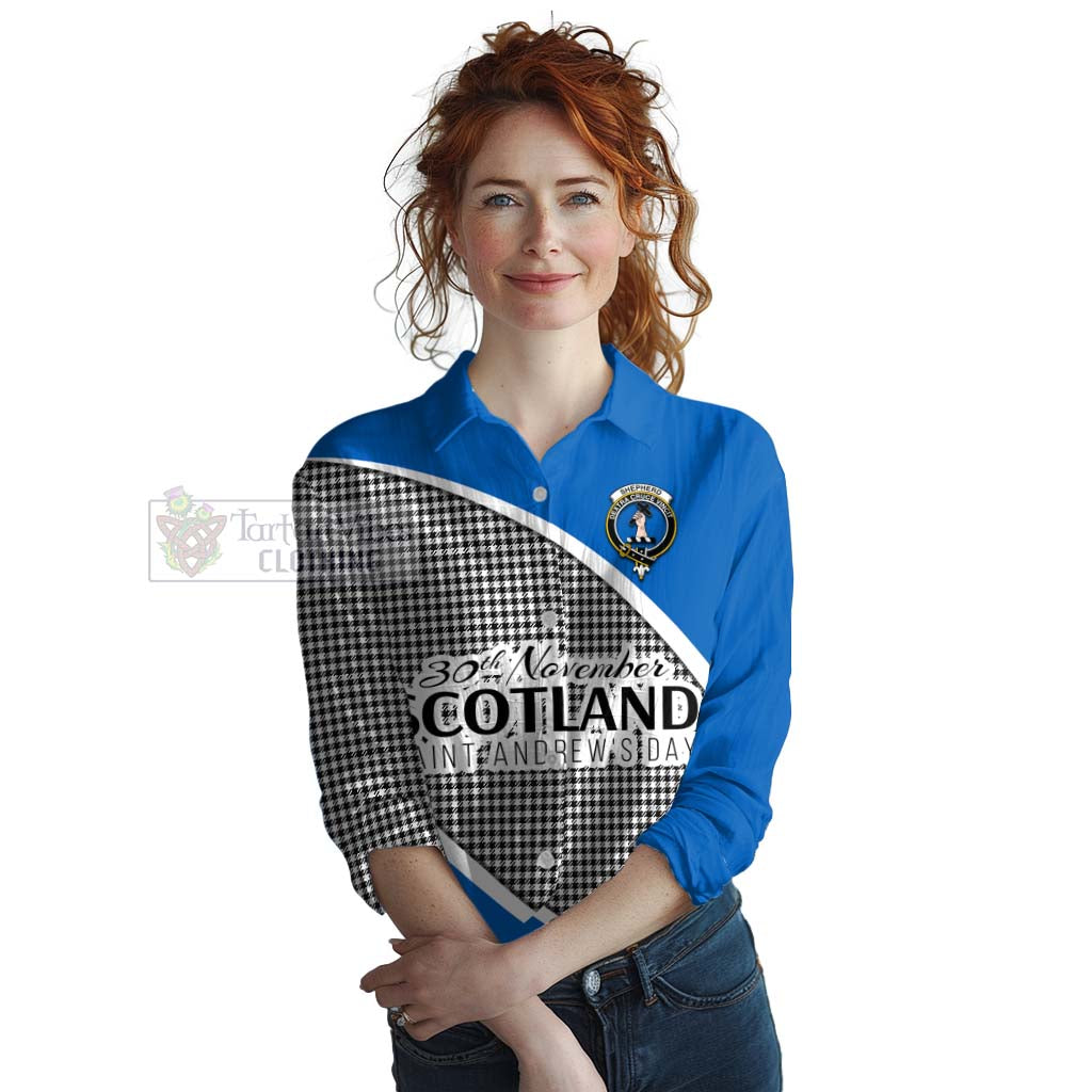 Tartan Vibes Clothing Shepherd Family Crest Tartan Women's Casual Shirt Celebrate Saint Andrew's Day in Style