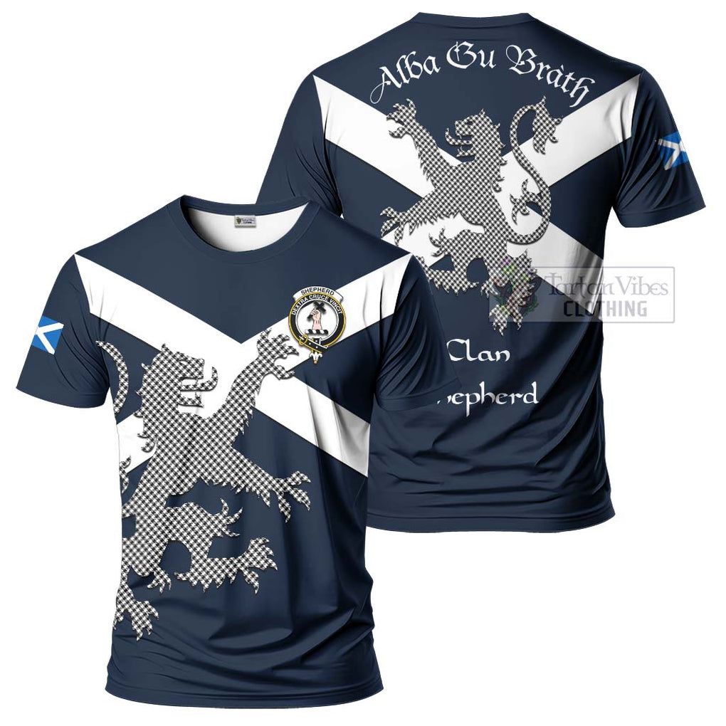Tartan Vibes Clothing Shepherd Tartan Lion Rampant T-Shirt – Proudly Display Your Heritage with Alba Gu Brath and Clan Name