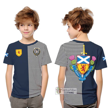 Tartan Vibes Clothing Shepherd Tartan Kid T-Shirt with Scottish Lion Royal Arm Half Style