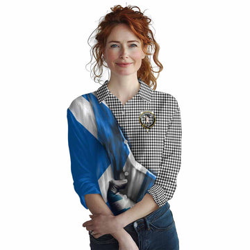 Tartan Vibes Clothing Shepherd Tartan Women's Casual Shirt with Family Crest Scotland Patriotic Style