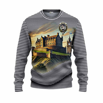 Tartan Vibes Clothing Shepherd Tartan Family Crest Knitted Sweater with Scottish Ancient Castle Style