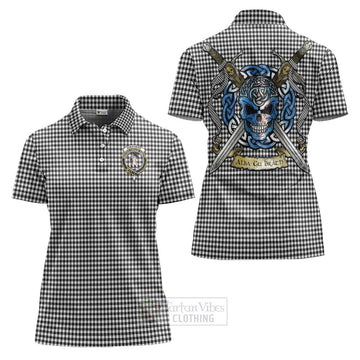 Tartan Vibes Clothing Shepherd Tartan Women's Polo Shirt with Family Crest Celtic Skull Style