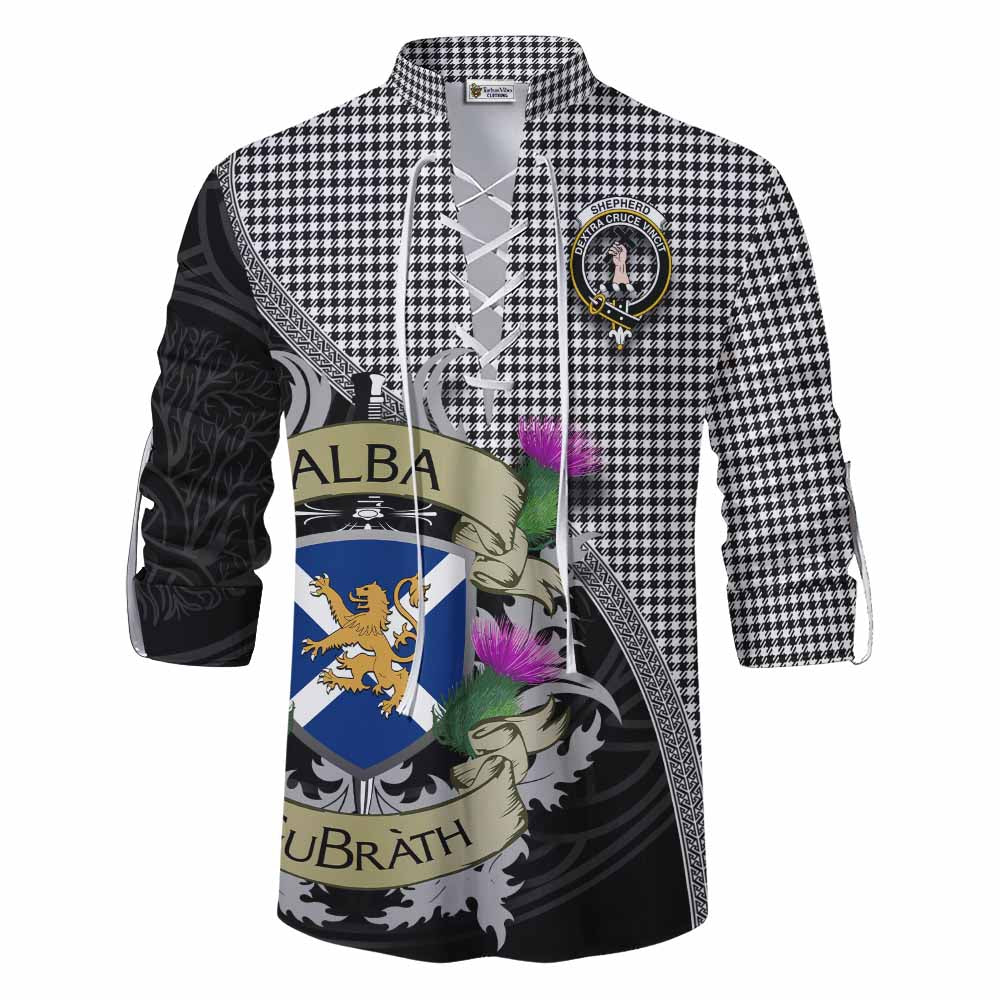 Tartan Vibes Clothing Shepherd Tartan Family Crest Ghillie Kilt Shirt Lion Rampant Royal Thistle Shield Celtic Inspired