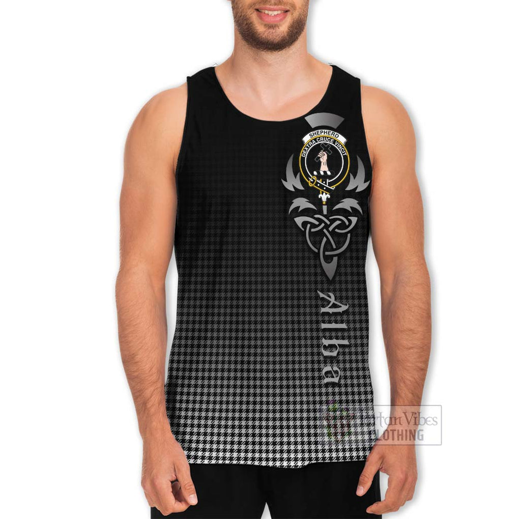 Tartan Vibes Clothing Shepherd Tartan Men's Tank Top Featuring Alba Gu Brath Family Crest Celtic Inspired
