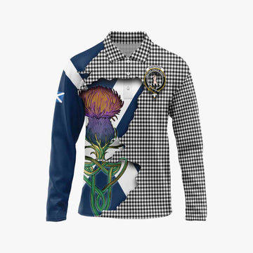 Tartan Vibes Clothing Shepherd Tartan Family Crest Long Sleeve Polo Shirt Scottish Thistle Celtic Inspired