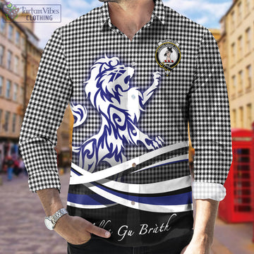 Shepherd Tartan Long Sleeve Button Up Shirt with Alba Gu Brath Regal Lion Emblem