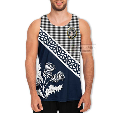 Tartan Vibes Clothing Shepherd Tartan Men's Tank Top Featuring Thistle and Scotland Map