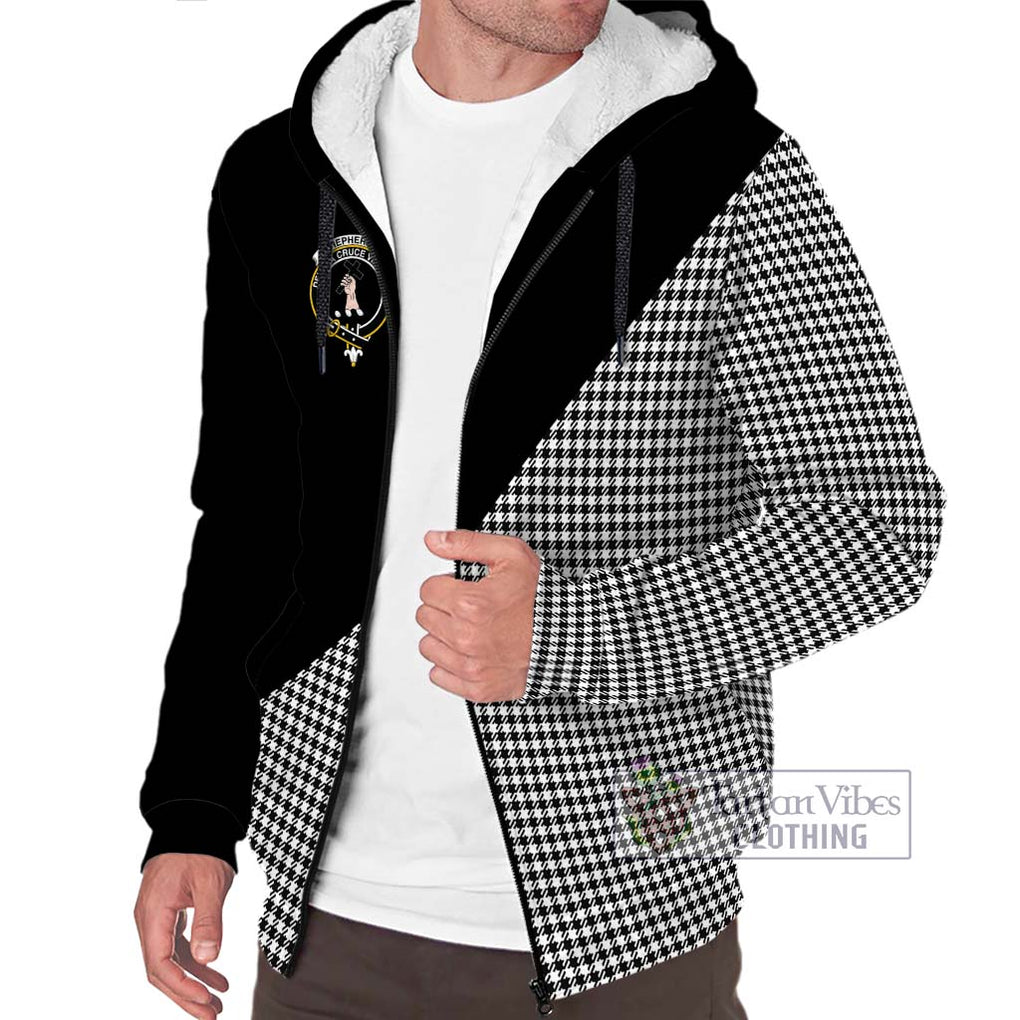 Shepherd Tartan Sherpa Hoodie with Family Crest and Military Logo Style Unisex S - Tartanvibesclothing Shop