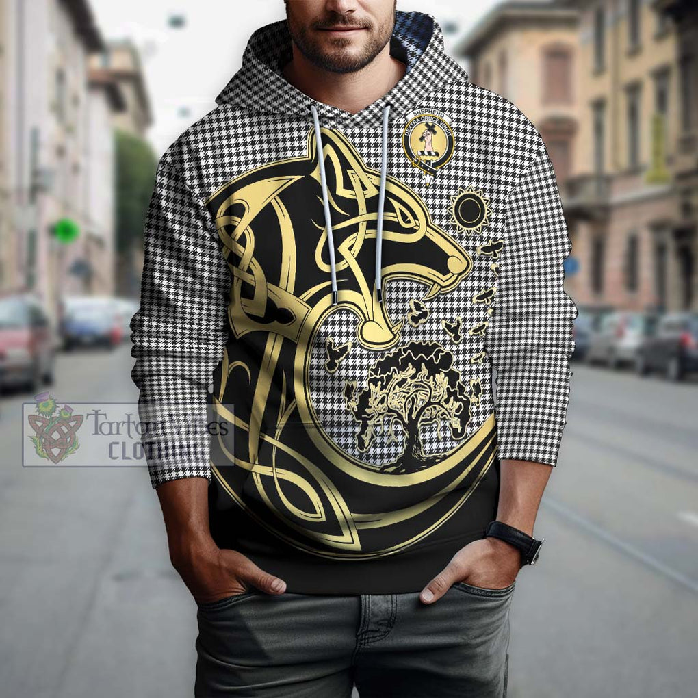 Shepherd Tartan Hoodie with Family Crest Celtic Wolf Style Zip Hoodie - Tartan Vibes Clothing
