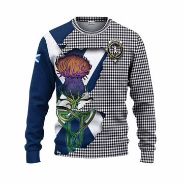 Tartan Vibes Clothing Shepherd Tartan Family Crest Knitted Sweater Scottish Thistle Celtic Inspired