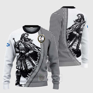 Tartan Vibes Clothing Shepherd Tartan Clan Crest Knitted Sweater with Highlander Warrior Celtic Style