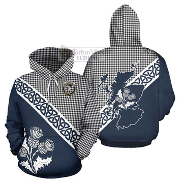 Shepherd Tartan Hoodie Featuring Thistle and Scotland Map