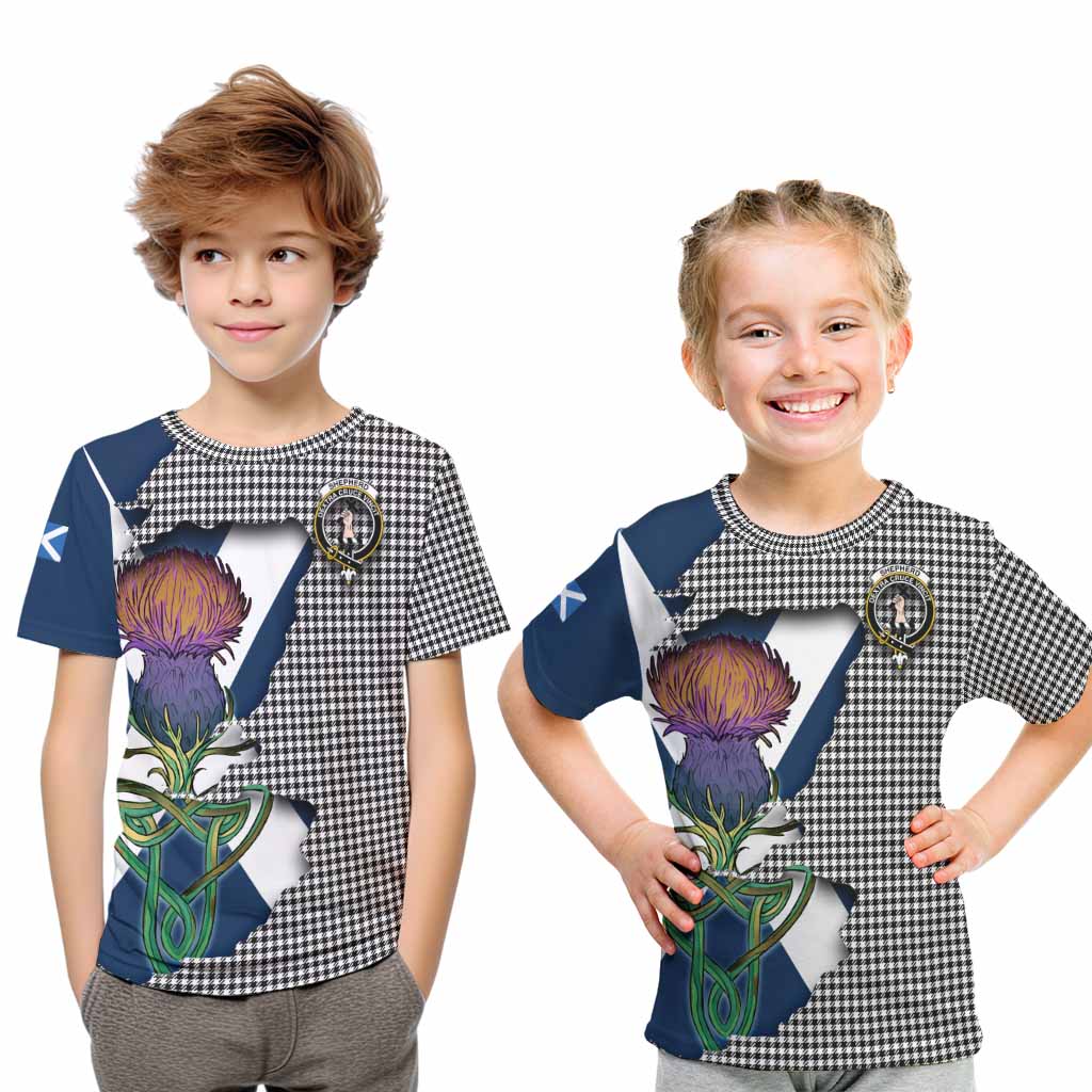 Tartan Vibes Clothing Shepherd Tartan Family Crest Kid T-Shirt Scottish Thistle Celtic Inspired
