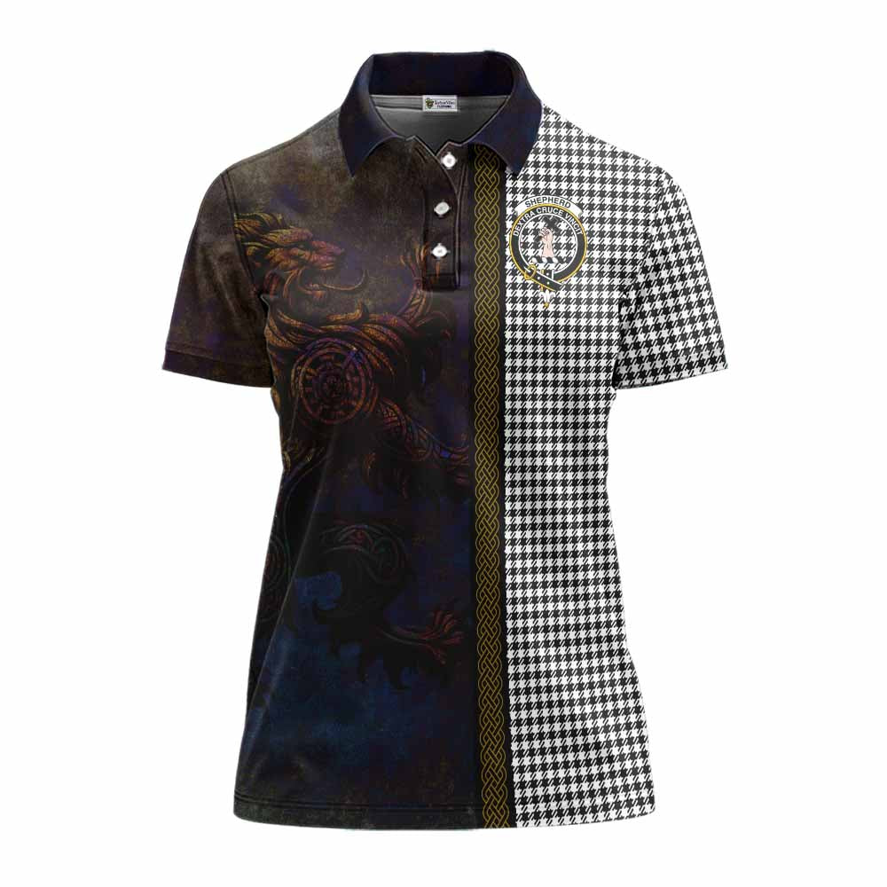 Tartan Vibes Clothing Shepherd Tartan Family Crest Women's Polo Shirt Alba Gu Brath Be Brave Lion Ancient Style